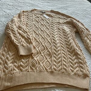Ladies NWT Anthropologie oversized cable sweater / sz L (Mare)
